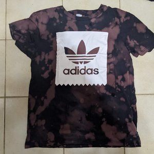 Custom Hand Tie-Dyed Adidas Logo T-Shirt Size Medium